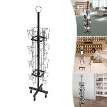 4 Tier 360° Rotating Greeting Card Rack Retail Display W/16 Pocket For Postcards