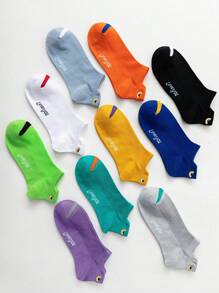10pairs/Set Men's Low Cut Breathable Sport Socks With Mesh Design, Moisture Wicking Antibacterial, For Gym