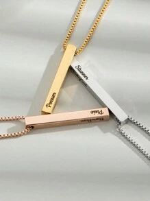 1 件个性化雕刻多个名字项链，定制雕刻四面柱项链，家庭成员名字项链，送给父亲、母亲、生日的礼物 - 金色 - 查看 3