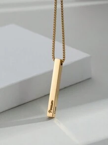 1 件个性化雕刻多个名字项链，定制雕刻四面柱项链，家庭成员名字项链，送给父亲、母亲、生日的礼物 - 金色 - 查看 2