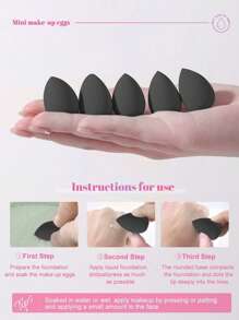 1 套化妆海绵套装包括 1 个双色化妆海绵 + 2 个迷你化妆海绵、化妆粉扑、化妆海绵、气垫粉扑、化妆海绵套装，适用于霜状和粉末遮瑕膏、散粉化妆品应用，