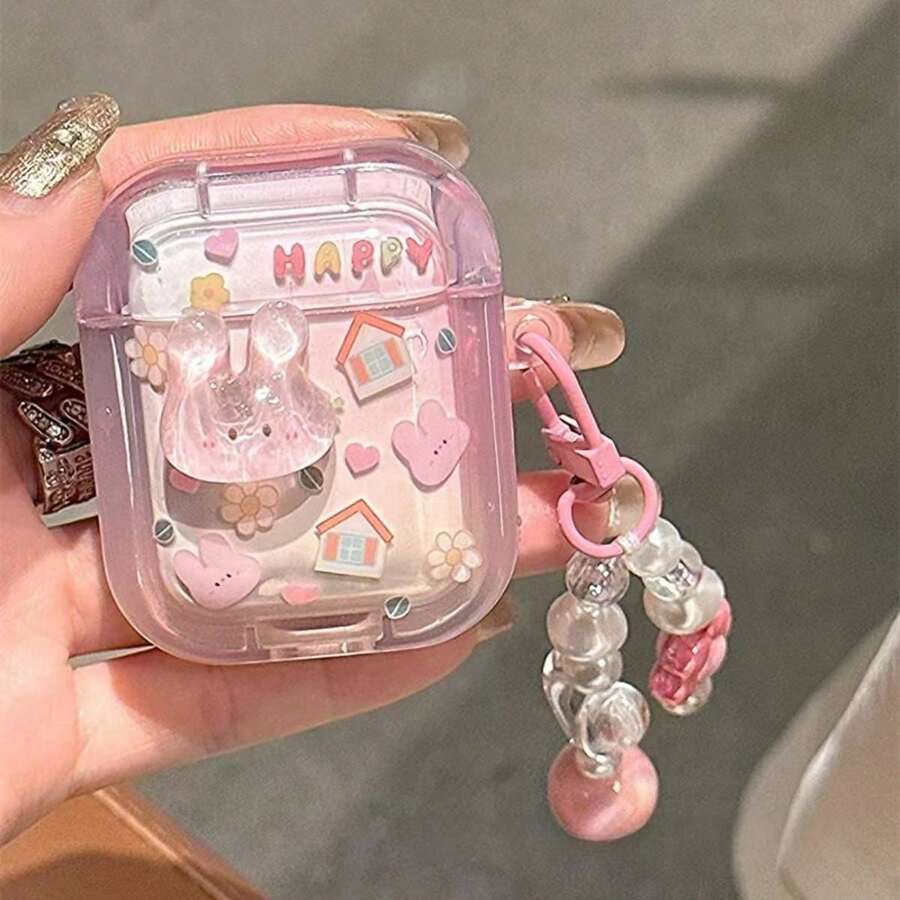 1 件可爱 3D 兔耳耳机盒兼容 iPhone、AirPods 1/2、无线耳机保护套兼容 Airpods 3/4/Pro/Pro2、男朋友/女朋友礼物 - 粉色 - 查看 1
