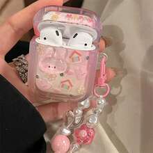 1 件可爱 3D 兔耳耳机盒兼容 iPhone、AirPods 1/2、无线耳机保护套兼容 Airpods 3/4/Pro/Pro2、男朋友/女朋友礼物 - 粉色 - 查看 3