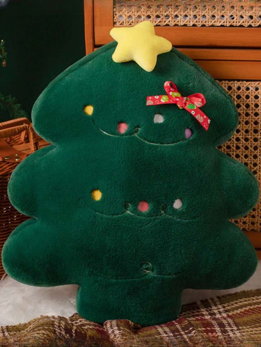 圣诞装饰毛绒枕头，姜饼人枕头，圣诞老人枕头，圣诞树枕头，客厅沙发卧室烘托圣诞氛围，圣诞礼物枕头 - 聖誕樹 - 查看 1