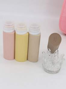 1 Chai rỗng silicon du lịch 100ml có thể nạp lại, đựng sản phẩm chăm sóc da/dầu gội/sữa dưỡng thể/sữa tắm, trang trí phòng tắm tại nhà, trang trí mùa thu trở lại trường - Nhiều màu - Xem 16