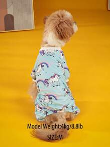 1 chiếc quần áo bốn chân co giãn họa tiết ngựa cầu vồng dễ thương bằng polyester phù hợp cho mèo và chó nhỏ/trung bình, sử dụng trong nhà và ngoài trời (không phù hợp với chó lớn) - Nhiều màu - Xem 9