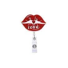 1 件情人节系列心形闪光亚克力伸缩 ID 徽章夹，带卡通字母设计 - 彩色 - 查看 17