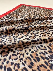 1PC Ladies Leopards Animal Print Square Scarf Elegant Neckerchief Bandana Women Satin Head Scarf Hair Accessories