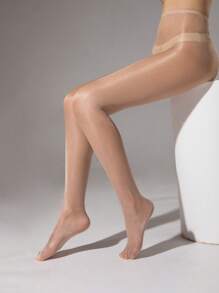 1 Stück glänzende glitzernde durchsichtige Strumpfhose für Frauen, Hautfarben, schlankende schwarze Farbe, Silberfaden, modisch & persönlich, erhältlich in Weiß, Grau, Kaffeefarben