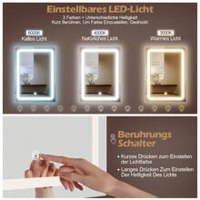 Dressing Table With LED Lighting, 3 Colors With Adjustable Brightness, Dressing Table With Mirror For Make-Up, Cosmetic Table With Adjustable Shelves, 2 Drawers, Modern, White