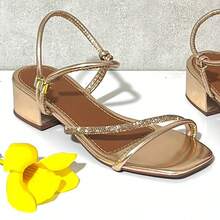 Women's 2x1 Blogger Summer Gold Flat Mid Heel Sandal - 金色 - 查看 2