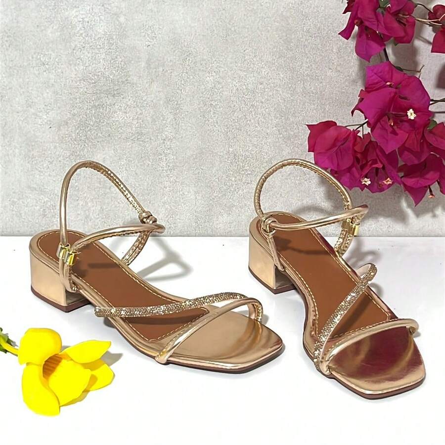 Women's 2x1 Blogger Summer Gold Flat Mid Heel Sandal - 金色 - 查看 1