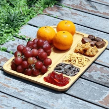 竹托盘支架室内盘苗圃植物支架花园托盘储存桌面盆景装饰圣诞礼物 - 杏色 - 查看 2