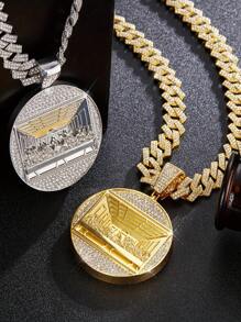 15毫米高品质水钻镶嵌“最后的晚餐”圆形吊坠项链，嘻哈风格珠宝，男女皆宜 - 最後的晚餐吊墜項鍊套裝 - 查看 4