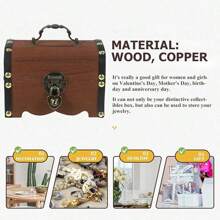 1pc Wooden Storage Box, Vintage Jewelry Box, Antique Lock Box Storage Box, Desktop Jewelry Privacy Large Capacity Sorting Box Best Gifts Birthday Graduation - Multicolor - View 8