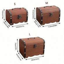 1pc Wooden Storage Box, Vintage Jewelry Box, Antique Lock Box Storage Box, Desktop Jewelry Privacy Large Capacity Sorting Box Best Gifts Birthday Graduation - Multicolor - View 10