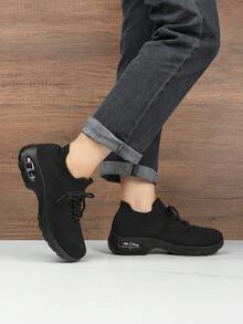 Giày thể thao nữ thời trang mới, giày khiêu vũ thời trang, giày đế dày thoáng khí, giày đế xuồng thoáng khí, phù hợp với người ngoại cỡ - màu đen - Xem 3