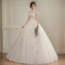 Lvivy Luxury A-Line Embroidered Dresses And Evening Gowns, Elegant And Sexy Ball Gowns For Wedding Guests, Graduation Ceremonies, Dinner Parties - Trắng ngọc trai (thêu ren sang trọng) - Xem 3