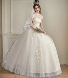 Lvivy Luxury A-Line Embroidered Dresses And Evening Gowns, Elegant And Sexy Ball Gowns For Wedding Guests, Graduation Ceremonies, Dinner Parties - Trắng ngọc trai (thêu ren sang trọng) - Xem 1