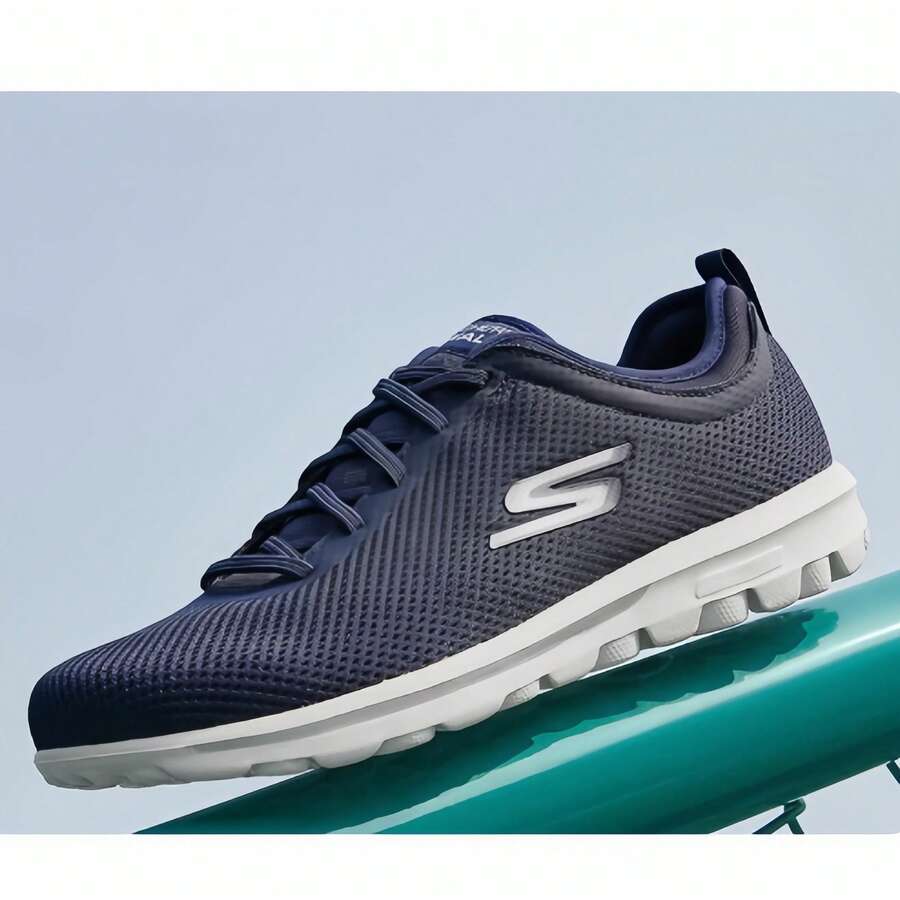 Skechers 男士纯色拼接休闲运动鞋，经典简约设计，适合日常穿着 - 藍色 - 查看 1