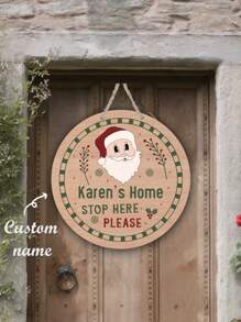 1 件定制名称个性化圣诞门圆形标牌、创意墙面装饰吊坠、房间装饰、感恩节礼物、送给家人和朋友的礼物、特殊礼物、圣诞礼物 - 原木色 - 查看 1