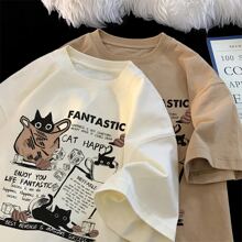 Women's Basic Cotton T-Shirt Cat Fantastic Happy