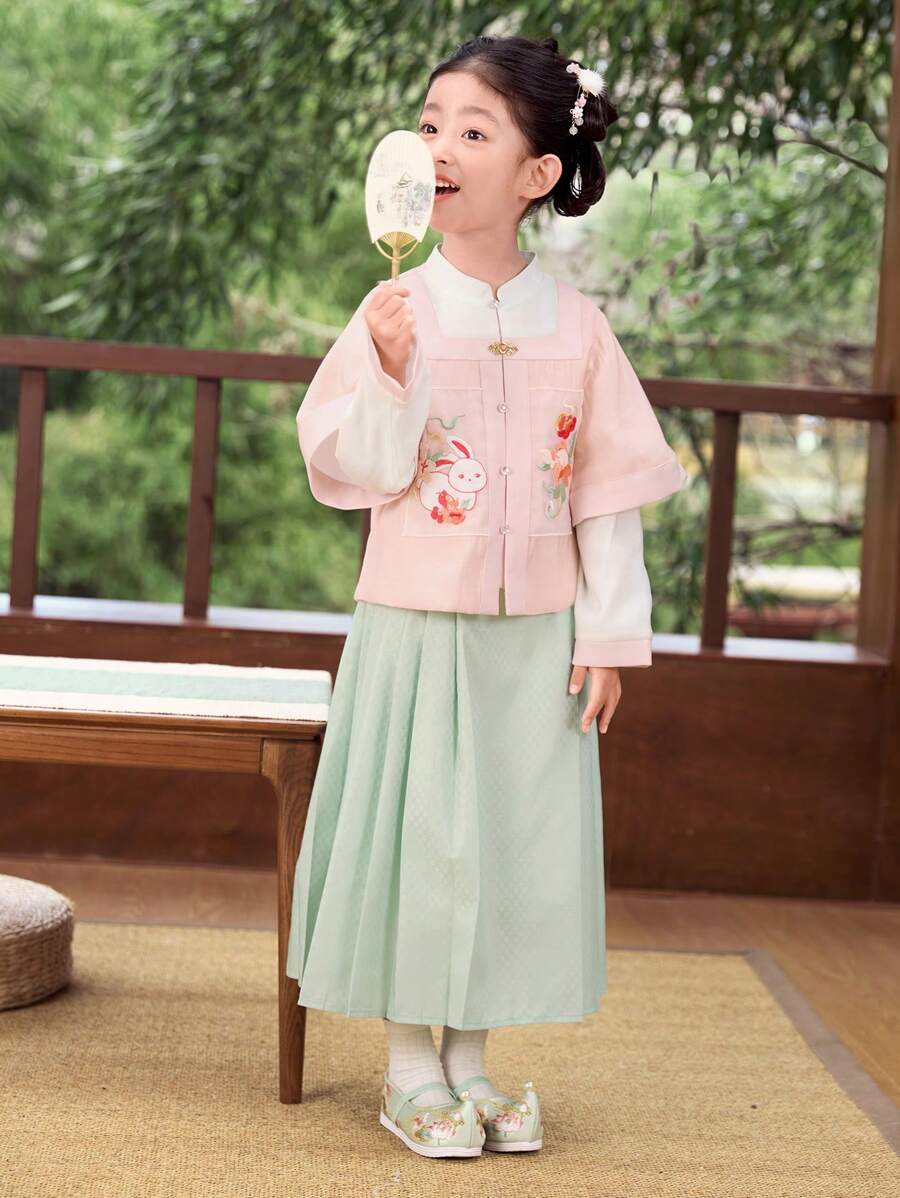 Balabala Girls' Fashionable Hanfu Set 2024 Autumn Two-Piece Outfit