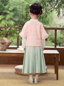Balabala Girls' Fashionable Hanfu Set 2024 Autumn Two-Piece Outfit