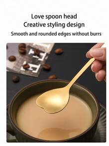1/5/10 Stücke Gold/Silber Edelstahl Herzförmige Löffel, Herzgriff Kaffee Dessert Kuchen Rührlöffel, Hochzeitsgeschenk Löffel, Cut Out