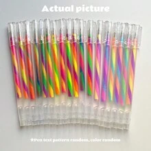 创意螺旋渐变彩虹中性笔、混色闪光荧光笔、1.2mm 多色凝胶笔 - 充满活力的螺旋书写。闪闪发光、柔和的色彩、混合墨水效果，非常适合手动记账、贺卡、日记和艺术创作 - 为学生提供独特的写作体验、奖品、返校礼物和圣诞礼物 - 彩色 - 查看 10