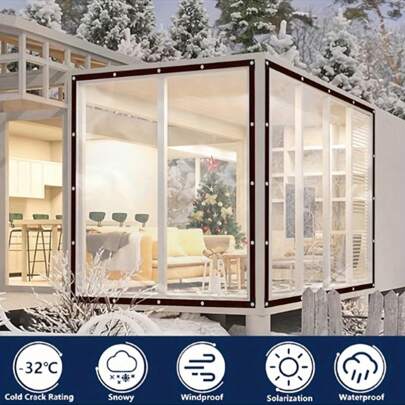 Rectangular Transparent Waterproof Cloth, PVC Plastic Cover Tarp For Rain Snow Protection, Christmas, Halloween, Outdoor Patio, Windshield