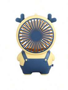 Manoportátil pequeño ventilador, ventilador portátil para llevar a diario, ventilador miniatura para estudiantes con tres velocidades ajustables, super silencioso, recargable por USB y con diseño creativo de dibujos animados - Amarillo - Ver 1