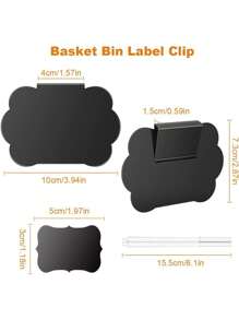 5 件/套 PVC 可拆卸黑板、篮子标签夹、储物盒标签、可重写价格标签 - 黑色 - 查看 9