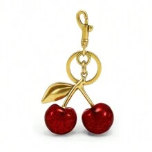 1 Pc Glitter Cherry Keychain Bag Charm With Key Ring And Clip, Sparkling Resin & Metal Accessory For Purses And Bags,Valentine's Day Gift,Party Gift For Women - Multicolor - View 13