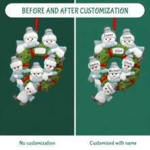 个性化家庭圣诞装饰品 - 定制雕刻姓名和年份 - 手工制作的家庭纪念品 - 优质树脂个性化装饰品 - 圣诞家庭装饰品 2024