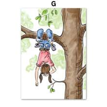 1 件自然花卉百合马网球树读书墙艺术帆布画北欧海报和墙壁图片女孩房间装饰无框架 - 彩色 - 查看 21