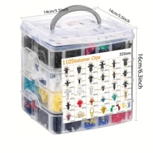 Besper Kit de 1105/1240 piezas de sujetadores de plástico para coche, remaches para parachoques de coche híbrido, fijador, caja de accesorios para decoración exterior del coche con set de hebillas de fijación multicolor - color mezclado - Ver 2