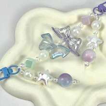 1 件 DIY 创意树脂郁金香花钥匙扣，适合情侣，带珍珠短链和镀色彩色花环，可用作包包装饰 - 彩色 - 查看 8