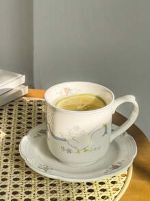 Cute Cartoon Ceramic Goose Coffee Cup And Saucer Set, Fashionable High-Quality Girl's Afternoon Tea Cup, Korean Style - Multicolor - View 3