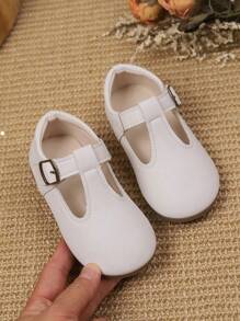 1 双女孩魔术贴防滑软底简约平底鞋，适合春夏季 - 白色 - 查看 4