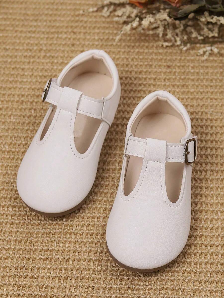 1 双女孩魔术贴防滑软底简约平底鞋，适合春夏季 - 白色 - 查看 1