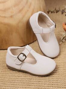 1 双女孩魔术贴防滑软底简约平底鞋，适合春夏季 - 白色 - 查看 3