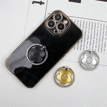 1pc日韩ins轻奢优雅圆环钻石梅花闪粉贴金属圆环手机支架手机通用Iphone/华为/小米等 - 彩色 - 查看 3