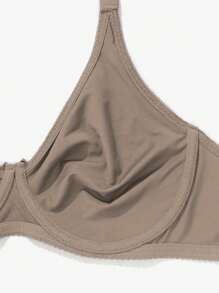 Parifairy Große Größen Damen Khaki nahtloser doppellagiger dünner Seide BH mit bequemen breiten Trägern, einfach & lässig für den täglichen Gebrauch, Lift - Khaki - Übersicht 4