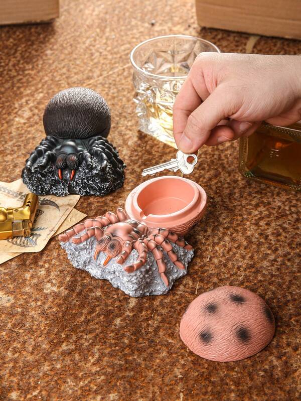 1pc Resin Realistic Spider Ashtray, Red/Black Color Options, Suitable For Home/Office Use, Decorative Accessory