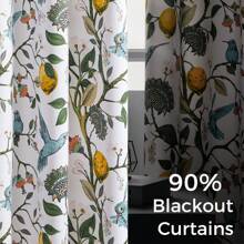 Topfinel 2 Paneles de Cortinas con Flores de Invierno Blackout Elegantes de Estilo Vintage Rústico Francés con Diseño de Colibríes, con trabillas y aros para salas de comedor, estar y dormitorios, también para puertas corredizas de vidrio - Blanco - Ver 7