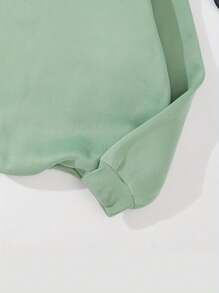 Cartoon Christmas Tree Print Thermal Lined Crew Neck Sweatshirt, Autumn/Winter - Mint Green - View 5