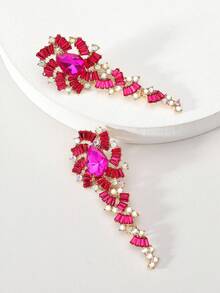 1 Cặp hoa tai thủy tinh lấp lánh màu đỏ và xanh lá cây sang trọng dành cho phụ nữ thích hợp cho tiệc tùng ngày lễ, tiệc cưới, trang phục trang trọng, phụ kiện trang sức thời trang - Nhiều màu - Xem 8