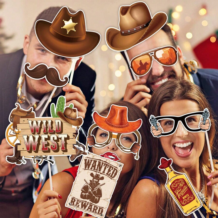 Western Cowgirl & Cowboy Photo Booth Props. Wild West Party Decorations. 41 Pcs Texas Theme Props With Wanted Sign For Birthday, Cowgirl Bachelorette Party And Wedding By Scapa Pro (Multi