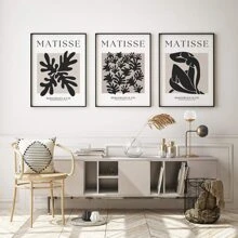 Set de 3 carteles de lienzo con diseño de flores abstractas de Matisse en estilo moderno de mediados de siglo, sin marco, arte de pared impermeable, pintura mural, regalo ideal para dormitorio, sala de estar, oficina, baño, comedor, cafetería, bar, decoración del hogar y de la oficina
